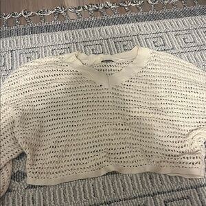 Cream Knit Cropped Sweater